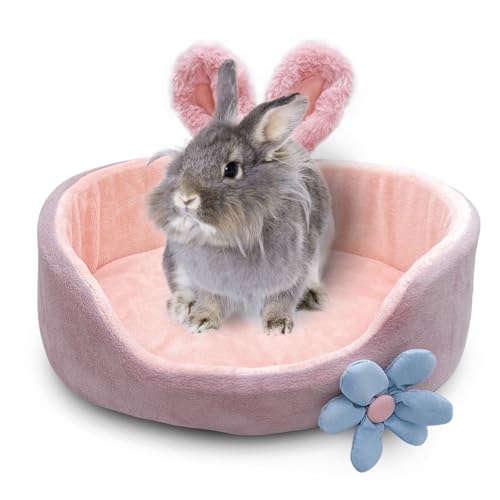 Acsist Hasenbett, Kaninchenbetten, bequemes Meerschweinchenbett mit abnehmbarer Matte, waschbare Kaninchencouch, geeignet für Chinchilla, Igel, Frettchen (Rosa) von Acsist