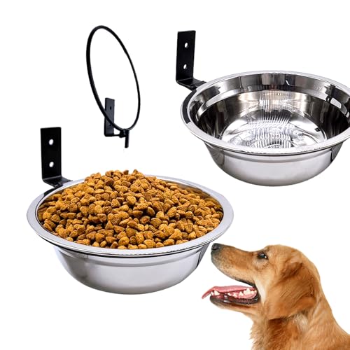 Acsist Hundenäpfe zur Wandmontage, 2 x 1,3 l, 304 Edelstahl, erhöht, höhenverstellbar, für mittelgroße und große Hunde und Katzen von Acsist