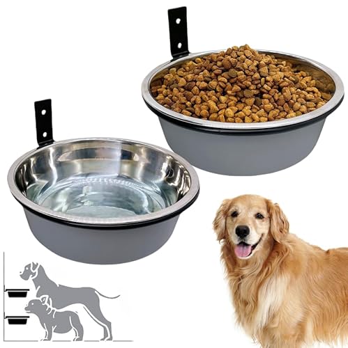 Acsist Hundenäpfe zur Wandmontage, 2 x 1,4 l, Edelstahl, erhöht, höhenverstellbar, erhöhter Futternapf für mittelgroße und große Hunde und Katzen von Acsist