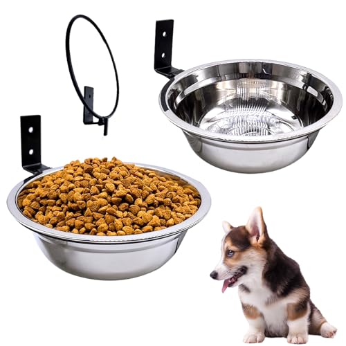 Acsist Hundenäpfe zur Wandmontage, 473 ml, Edelstahl, erhöht, höhenverstellbar, erhöhter Futternapf für mittelgroße und große Hunde und Katzen (zusammenklappbar) von Acsist