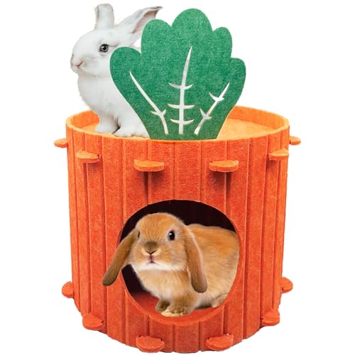 Acsist Kaninchenversteck aus Filzstoff, Hasenbett, Karottenmotiv, Meerschweinchenbetten, Kleintier-Versteckhaus, Kaninchen-Versteckhütte für Frettchen, Chinchilla, Igel von Acsist