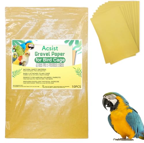 Acsist Kiespapier für Vogelkäfig, 43,2 x 27,9 cm, schneidbar, Kalzium-Schleifpapier für harte Vögel, Vogelkäfig-Einlagen für Papageien, Nymphensittiche und alle Ihre gefiederten Freunde, 10 Stück Acsist Kiespapier für Vogelkäfig, 43,2 x 27,9 cm, schneidbar, Kalzium-Schleifpapier für harte Vögel, Vogelkäfig-Einlagen für Papageien, Nymphensittiche und alle Ihre gefiederten Freunde, 10 Stück von Acsist