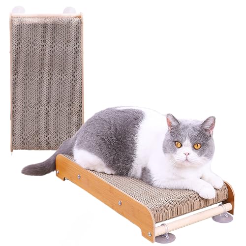 Acsist Kratzbrett für Katzen, vertikale Wand-Katzenkratzer und horizontaler Boden-Katzenkratzer, Kratzbrett mit Saugnäpfen (41,9 x 21,6 cm), 2 Stück von Acsist