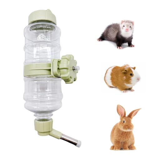 Acsist Meerschweinchen-Wasserflasche, auslaufsicher, zum Aufhängen, auslaufsicherer Wasserspender, Hamster, Chinchilla-Käfig, Zubehör für Kaninchen, Frettchen, Eichhörnchen, Igel (grün) von Acsist