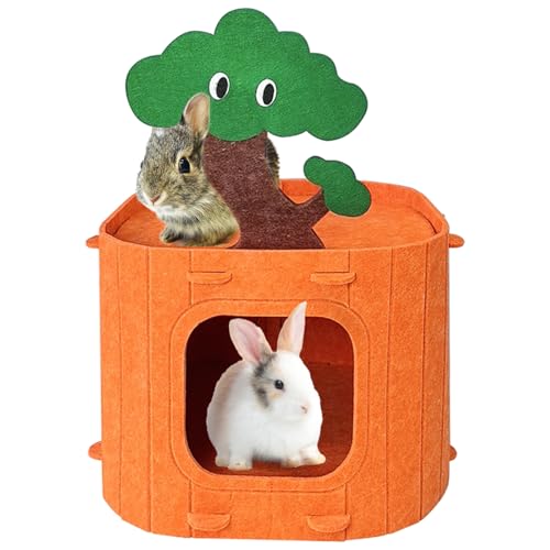 Kaninchenversteck aus Filzstoff, Hasenbett, Baumstumpf-Thema, Meerschweinchen-Versteck und Bett, Kleintierversteck für Kaninchen, Igel, Chinchilla, Frettchen von Acsist