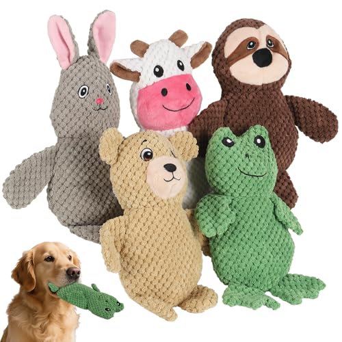Act boldly Quietschendes Hundespielzeug – langlebiges Plüsch-Kauspielzeug in Tierform für Hunde, handgefertigtes interaktives Welpenspielzeug mit Quietscher, perfekt für die Reduzierung von Act boldly