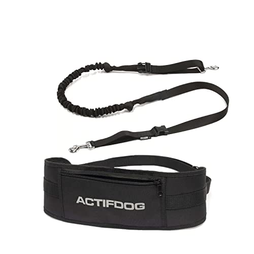 Bauchgurt mit einziehbarer Leine, 3 Größen – Freisprecheinrichtung, unverzichtbar für Spaziergänge, Joggen mit Ihrem Hund (Länge 100 – 120 cm, schwarze Leine – L) von Actifdog