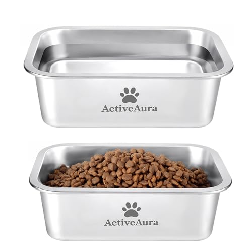 Hundenäpfe aus Edelstahl für große Hunde, großes Fassungsvermögen, Futter- und Wassernapf mit Aufklebern für drinnen und draußen, universell für kleine und mittelgroße Hunde, 32 x 21 x 8 cm, 2 Stück Hundenäpfe aus Edelstahl für große Hunde, großes Fassungsvermögen, Futter- und Wassernapf mit Aufklebern für drinnen und draußen, universell für kleine und mittelgroße Hunde, 32 x 21 x 8 cm, 2 Stück von ActiveAura