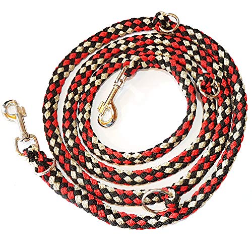 Geflochtene Hundeleine, Multileine, 4-Fach verstellbar, 2,80 m lang, rund, Durchmesser 15mm, für größere und große Hunde, rot-schwarz-weiß; Made IN Germany Geflochtene Hundeleine, Multileine, 4-Fach verstellbar, 2,80 m lang, rund, Durchmesser 15mm, für größere und große Hunde, rot-schwarz-weiß; Made IN Germany von YAMOOCO