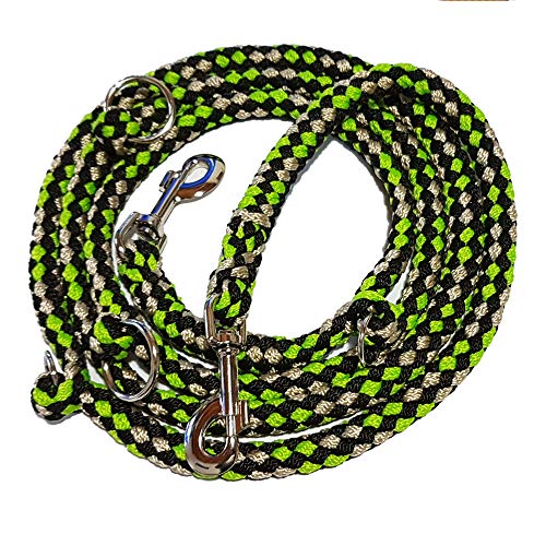 Activity4Dogs Geflochtene Hundeleine | 4-Fach verstellbare Führleine | 2,80 m lang | Durchmesser 15mm | für größere und große Hunde | grün-schwarz-weiß | Made in Germany von Activity4Dogs