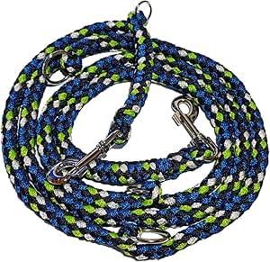 Activity4Dogs Geflochtene Hundeleine für große Hunde bis 60 kg | 4-Fach verstellbare Führleine | 2,80 m lang | Durchmesser 15mm | apfelgrün-wasserblau-Marineblau-weiß | Made in Germany von Activity4Dogs