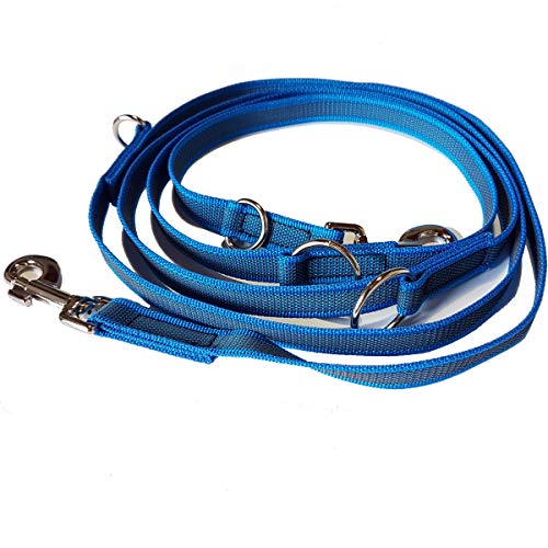 Activity4Dogs Anti-Slip Hundeleine aus Nylon | rutschfest | 2,80 m lang | 4-Fach verstellbare Führleine | für mittelgroße und große Hunde | Blau | Made in Germany von Activity4Dogs