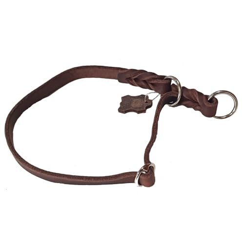 Activity4Dogs Zugstopp-Halsband mittelgroße Hunde Echt-Leder geflochten - M2 (Kopfumfang bis 50cm) von Activity4Dogs