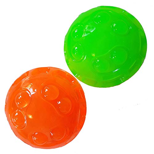 Activity4Dogs Hundebälle für große Hunde Ball mit Noppen 2er Pack schwimmfähig und robust, ohne Quietsche (76 mm, orange und grün) von Activity4Dogs