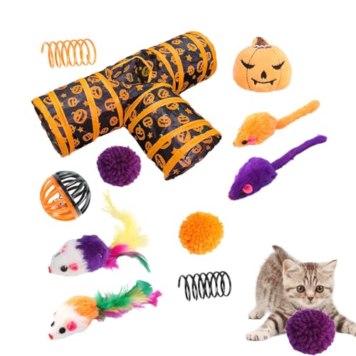 Acunny 3-Kanal-Katzenspielzeugset, 3-Tunnel-Katzenspielzeugset, lustiges 3-Wege-Tunnelspielzeug für Halloween | Faltbarer Katzentunnel, Federball, Maus Acunny 3-Kanal-Katzenspielzeugset, 3-Tunnel-Katzenspielzeugset, lustiges 3-Wege-Tunnelspielzeug für Halloween | Faltbarer Katzentunnel, Federball, Maus von Acunny