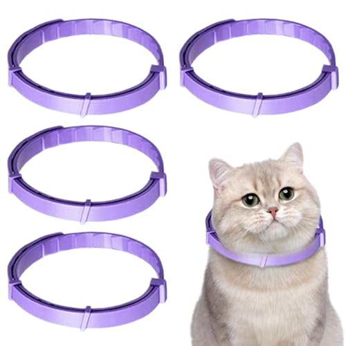 Acunny Anti-Stress-Halsband für Katzen, beruhigendes Halsband für Haustiere – 4 x Anti-Stress-Halsband | verstellbares beruhigendes Halsband für Katzen, bequeme und entspannende Trennhalsbänder von Acunny