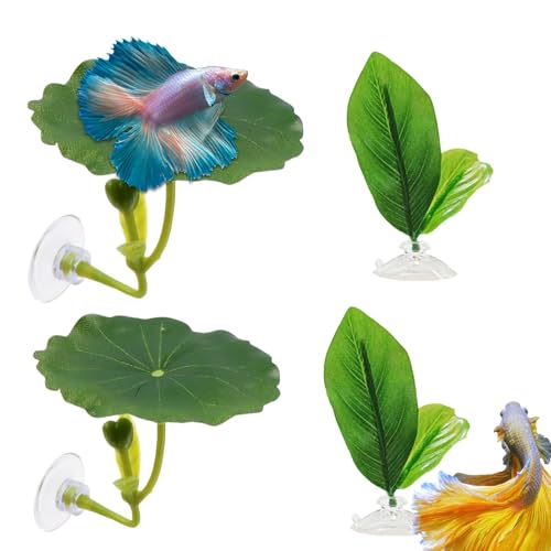 Acunny Betta Fish Hängematte, Betta Fish verlässt das Bett | Verstellbare Saugtasse für Fischhängematte Soft – Betta Pflanze Blätter Pad, Aquarium Rest Pflanze Ornamente zum Schlafen, verbessert die von Acunny