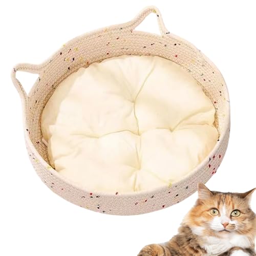 Acunny Für Katzen – runde Schlafmatte für Katzen – Kissen aus geflochtener Baumwolle für Welpen und kleine Hunde, rutschfest, beruhigend, für Innendekoration Acunny Für Katzen – runde Schlafmatte für Katzen – Kissen aus geflochtener Baumwolle für Welpen und kleine Hunde, rutschfest, beruhigend, für Innendekoration von Acunny