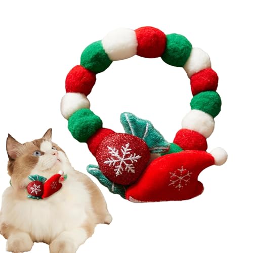 Acunny Halsband für Haustiere aus Plüsch, Katzenhalsband, bequem, Plüsch, Kostüm-Zubehör für Weihnachten, für Haustiere, Süßigkeitenhut, von Acunny