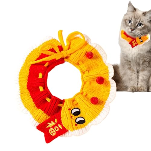 Acunny Handgestricktes gehäkeltes Lätzchen für Katzen, Halsband für Katzen, Halsbänder für Haustiere, handgefertigt mit verstellbarem Seil | Halsband für Welpen, handgefertigt, Halsband für Kätzchen von Acunny