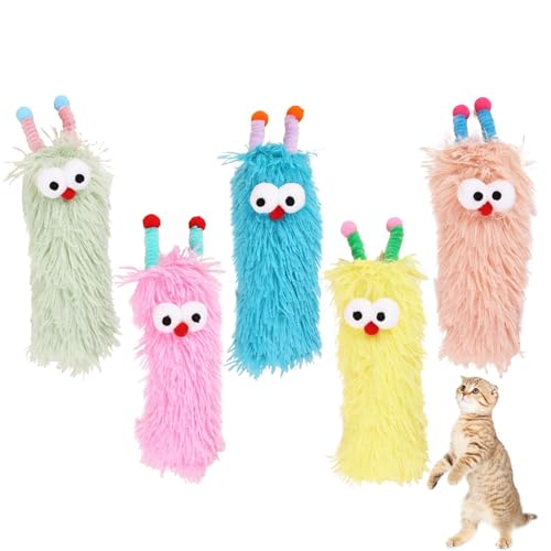 Acunny Katzenspielzeug, Catnip Spielzeug für Katzen | Cat Toys Planch niedliche Puppen | 5 x Caterpillar Soft Dofting Doll, beruhigende Haustierbedarf für von Acunny