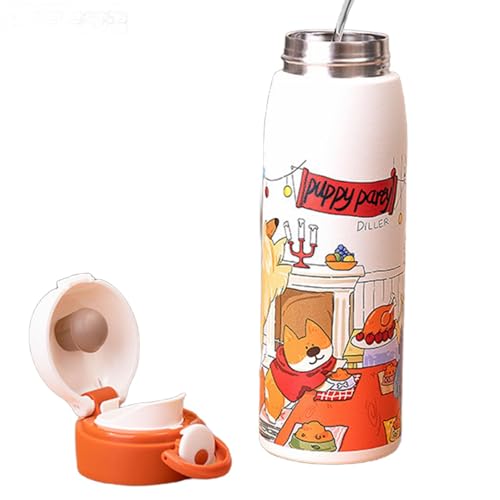 Acunny Niedliche isolierte Wasserflasche, ästhetische Wasserflasche, 500 ml, für Welpen | niedliche Wasserflaschen, auslaufsichere Tasse, leichte wiederverwendbare Flaschen von Acunny