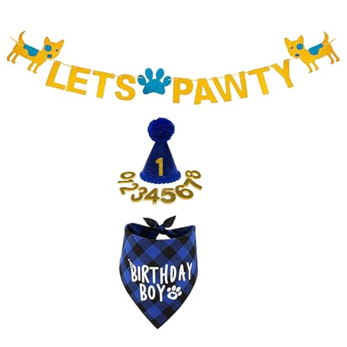 Acunny Partyhut für Hunde – Geburtstags-Bandana für Hunde, weich und bequem | Geburtstags-Bandana für Hunde mit Halstuch und Gummiband als Geburtstagsgeschenk für Hunde, von Acunny