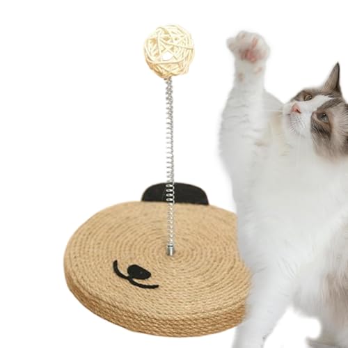 Acunny Sisal Scratch Pad Cat Natur, Cat Scratch Board mit Ball – Interaktives Sisal Cat Head Form Stick | Möbelschutz für zu Hause, geistiges Übungsspielzeug, Glocke Acunny Sisal Scratch Pad Cat Natur, Cat Scratch Board mit Ball – Interaktives Sisal Cat Head Form Stick | Möbelschutz für zu Hause, geistiges Übungsspielzeug, Glocke von Acunny