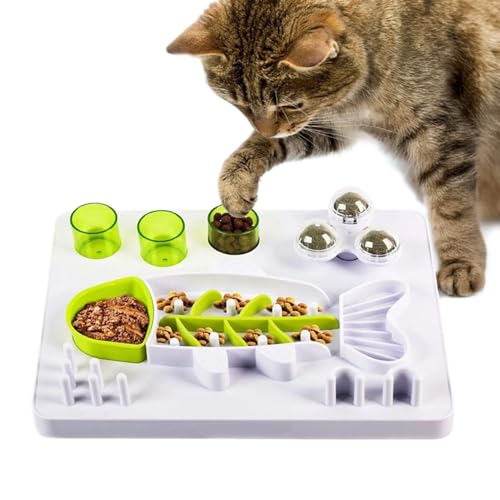 Acunny Slow Feeder Hundefutternapf - Fischform Hund Slow Feeder - rutschfeste Leckerschüssel Mit 3 Katzenminze Bällen | Für Mittelgroße Und Große Hunde Und von Acunny