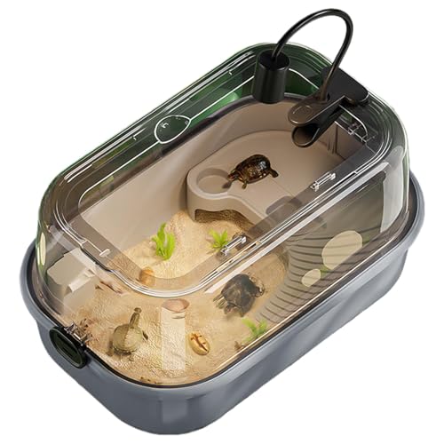 Acunny Small Turtle Tank Kit, Turtle Habitat Kit – Starter-Set Aquatic Turtle Aquatic Turtle | Multifunktions-Zone, erstaunlicher Lebensraum, unterer Abfluss, Notstufe für kleine Reptilien von Acunny
