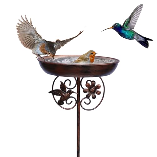 Acunny Vogeltränke, Wasserspender für Vögel mit Erdspieß – rostfreier Teich für Garten, Hof, Terrasse, Außenbereich, Hinterhof von Acunny