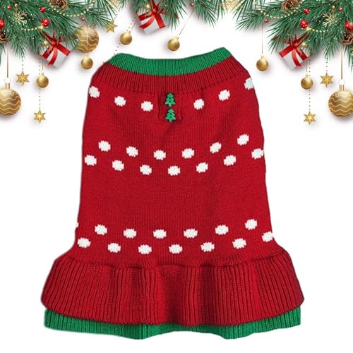 Acunny Weihnachtspullover für Welpen, Weihnachtspullover für Hunde – Weihnachts-Katzenoutfit mit weicher Kapuze, atmungsaktiver Pullover für Haustiere, Urlaubskleidung, Neujahr, Weihnachten für kleine von Acunny