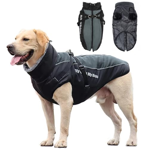 Winterjacken Wintermäntel für Hunde, Hundemantel Wasserdicht mit Pelzkragen, Reflexstreifen Hundemantel Winter Warm Hundejacke, Hundekleidung Winterjacke für Mittelgroße Grosse Hunde von Acxilexy
