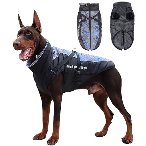 Winterjacken Wintermäntel für Hunde, Hundemantel Wasserdicht mit Pelzkragen, Reflexstreifen Hundemantel Winter Warm Hundejacke, Hundekleidung Winterjacke für Mittelgroße Grosse Hunde von Acxilexy