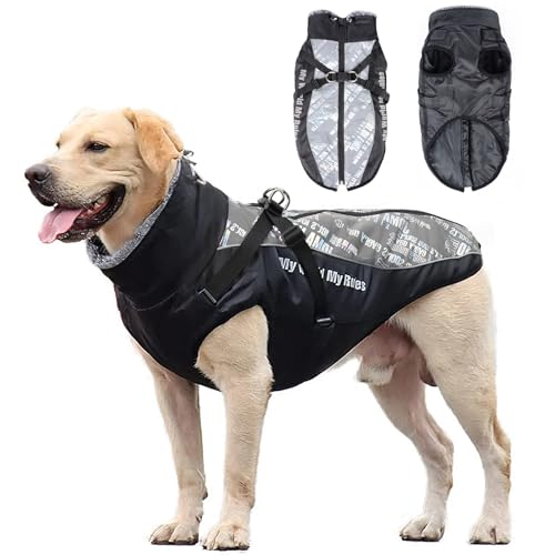 Winterjacken Wintermäntel für Hunde, Hundemantel Wasserdicht mit Pelzkragen, Reflexstreifen Hundemantel Winter Warm Hundejacke, Hundekleidung Winterjacke für Mittelgroße Grosse Hunde von Acxilexy