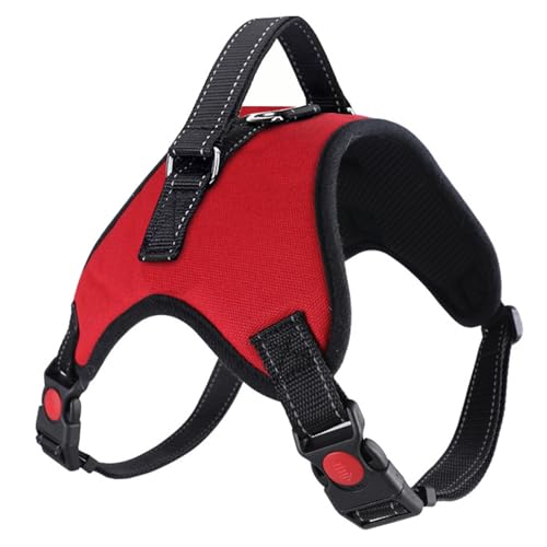 Hundegeschirr, kein Ziehen, verstellbares Welpengeschirr, für kleine Hunde, Netzgewebe, atmungsaktiv, weich gepolstert, Haustier-Brustgurt (XS, rot) von Aczyqws