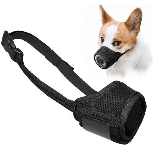 Maulkorb für Hunde, atmungsaktives Netzgewebe und strapazierfähiges Nylon, mit verstellbarer Schlaufe und weichem Pad, Hundetrainingsmaulkörbe, verhindert Bellen, Beißen und Kauen, Schwarz Maulkorb für Hunde, atmungsaktives Netzgewebe und strapazierfähiges Nylon, mit verstellbarer Schlaufe und weichem Pad, Hundetrainingsmaulkörbe, verhindert Bellen, Beißen und Kauen, Schwarz von Aczyqws