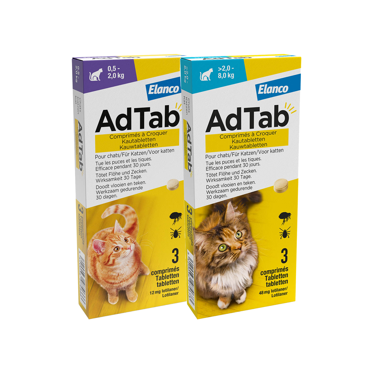 AdTab 48 mg - 2,0-8,0 kg - 3 tabletten AdTab 48 mg - 2,0-8,0 kg - 3 tabletten von AdTab