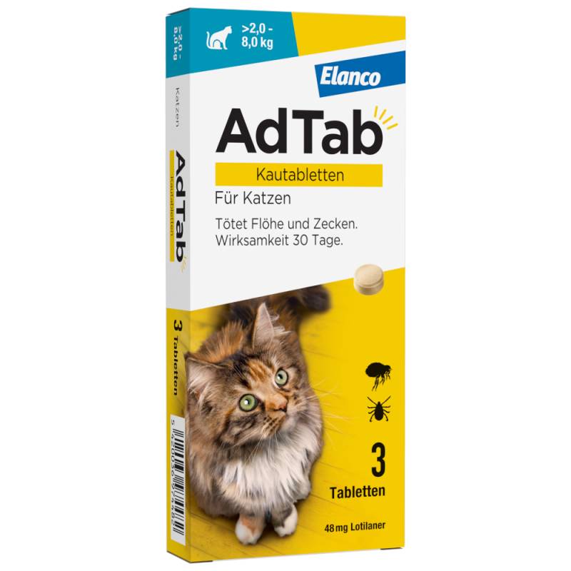 AdTab Kautabletten für Katzen, von 2 bis 8 kg - Sparpaket: 2 x 3 Tabletten von AdTab