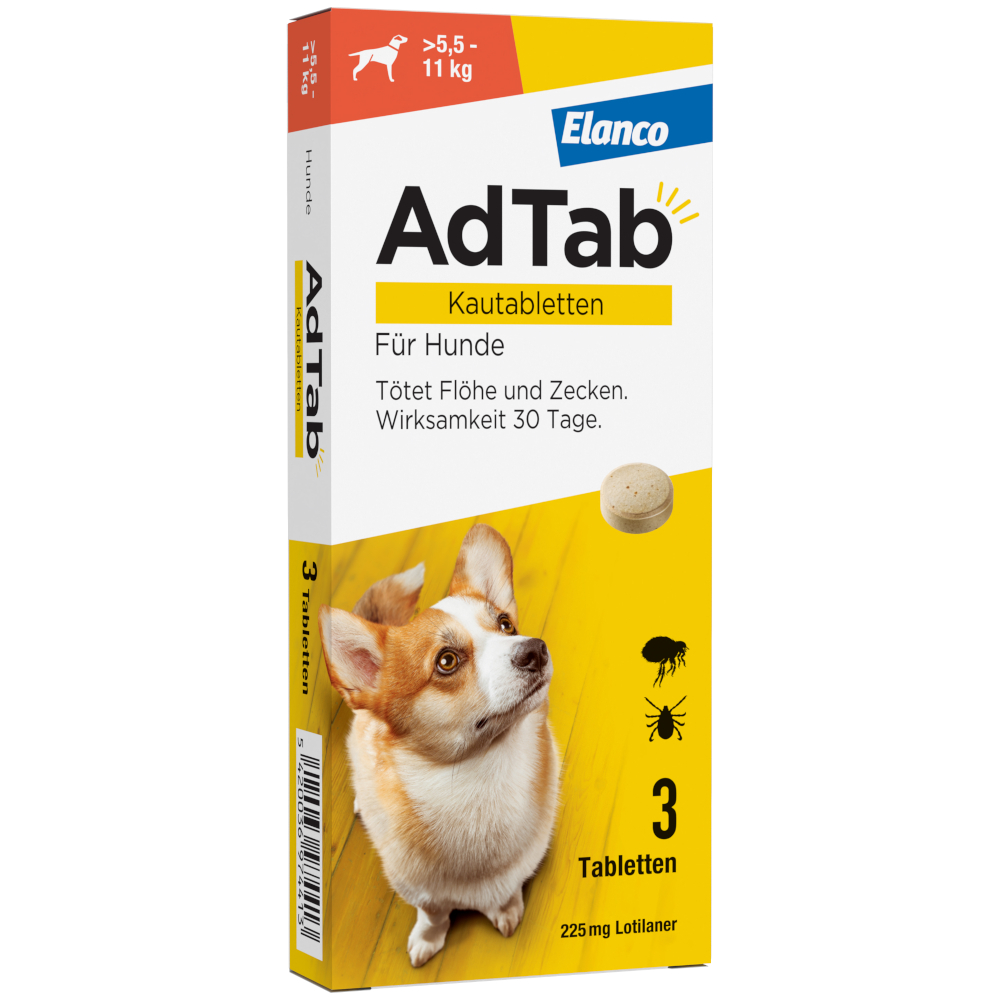 AdTab Kautabletten für mittelgroße Hunde, von 5,5 bis 11 kg - 3 Tabletten AdTab Kautabletten für mittelgroße Hunde, von 5,5 bis 11 kg - 3 Tabletten von AdTab