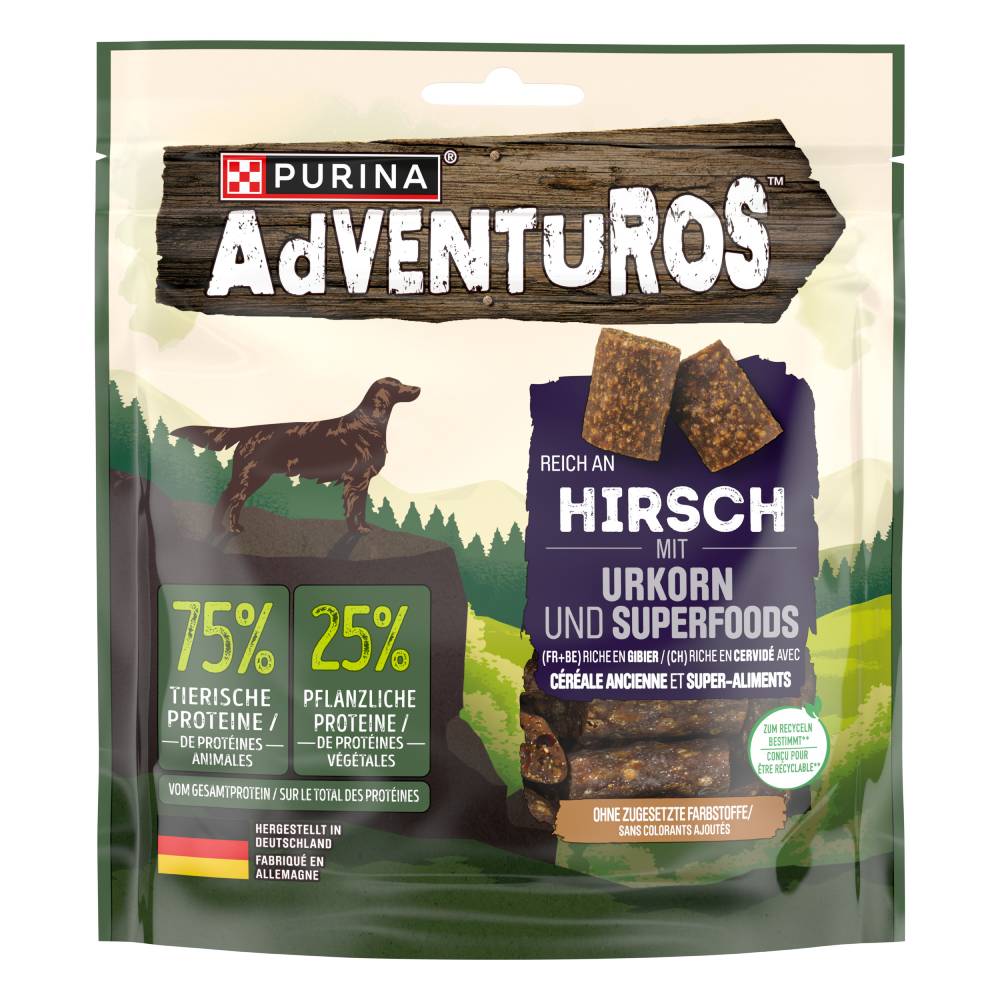 PURINA Adventuros Reich an Hirsch mit Urkorn - 6 x 90 g von AdVENTuROS