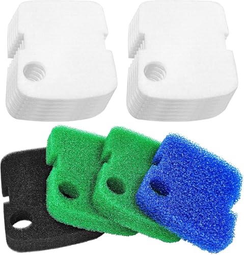Ersatz-Filtereinsätze für Cascade 700/1000 CCF2UL/CCF3UL generische Aquarium-Zahnseide-Medien, 4 Stück Schwamm-Bio-Filterpads (1 x grob, 2 x mittel, 1 x fein), 12 Stück weiße Zahnseide-Pads von Adabuing