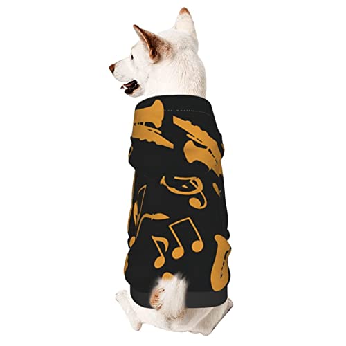 Hunde-Kapuzenpullover mit Musiknoten, Haustierkleidung mit Mütze, weicher Mantel für kleine, mittelgroße und große Hunde Hunde-Kapuzenpullover mit Musiknoten, Haustierkleidung mit Mütze, weicher Mantel für kleine, mittelgroße und große Hunde von Adasomu