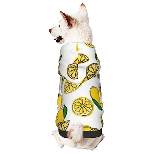 Hunde-Kapuzenpullover mit Zitronenfrucht-Muster, Haustierkleidung mit Hut, weicher Mantel für kleine, mittelgroße und große Hunde von Adasomu