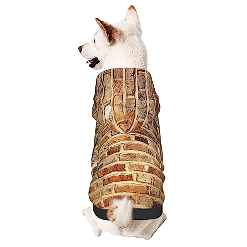 Hunde-Kapuzenpullover mit industriellem Ziegelmauer-Hintergrund, Haustierkleidung mit Hut, weicher Mantel für kleine, mittelgroße und große Hunde von Adasomu