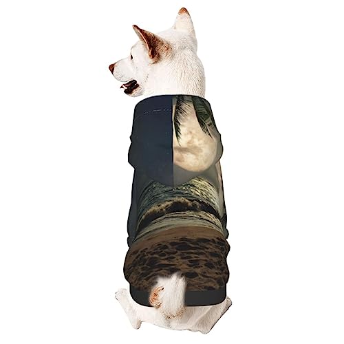 Hunde-Kapuzenpullover mit tropischem Strand, Palmen-Nacht, Haustierkleidung mit Hut, weicher Mantel für kleine, mittelgroße und große Hunde Hunde-Kapuzenpullover mit tropischem Strand, Palmen-Nacht, Haustierkleidung mit Hut, weicher Mantel für kleine, mittelgroße und große Hunde von Adasomu