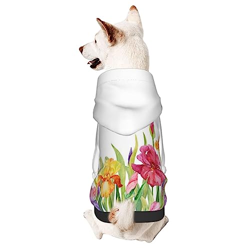 Iris Hunde-Kapuzenpullover mit Blume, Schmetterling, Haustierkleidung, Pullover mit Hut, weicher Mantel für kleine, mittelgroße und große Hunde von Adasomu