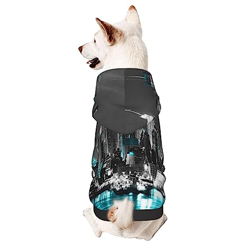 New York Paintings Hunde-Kapuzenpullover, Haustierkleidung, Pullover mit Hut, weicher Mantel für kleine, mittelgroße und große Hunde von Adasomu