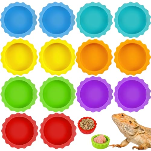14 Stück Gecko-Fressnäpfe mit Haube, bunt, wiederverwendbar, klein, Reptilien-Futternapf, Eidechse, Futterschale, Silikon-Tankzubehör für Vogelspinne, Eidechse, kleine Haustiere 14 Stück Gecko-Fressnäpfe mit Haube, bunt, wiederverwendbar, klein, Reptilien-Futternapf, Eidechse, Futterschale, Silikon-Tankzubehör für Vogelspinne, Eidechse, kleine Haustiere von AddLotLot
