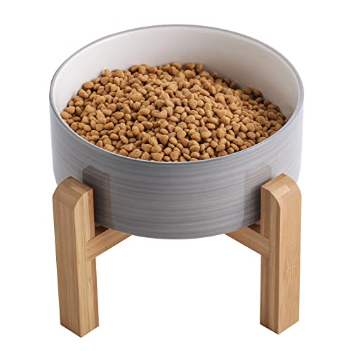 Addogyy Erhöhter Hundenapf aus Keramik mit Holzständer für kleine und mittelgroße Rassen, schweres Gewicht, rutschfest, modern, niedlich, Porzellan, 15,2 cm, Grau/Weiß Addogyy Erhöhter Hundenapf aus Keramik mit Holzständer für kleine und mittelgroße Rassen, schweres Gewicht, rutschfest, modern, niedlich, Porzellan, 15,2 cm, Grau/Weiß von Addogyy